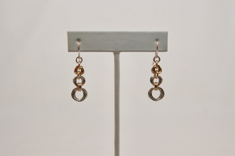 Stacking Mobius Earrings in Silver and Gold Enameled Copper